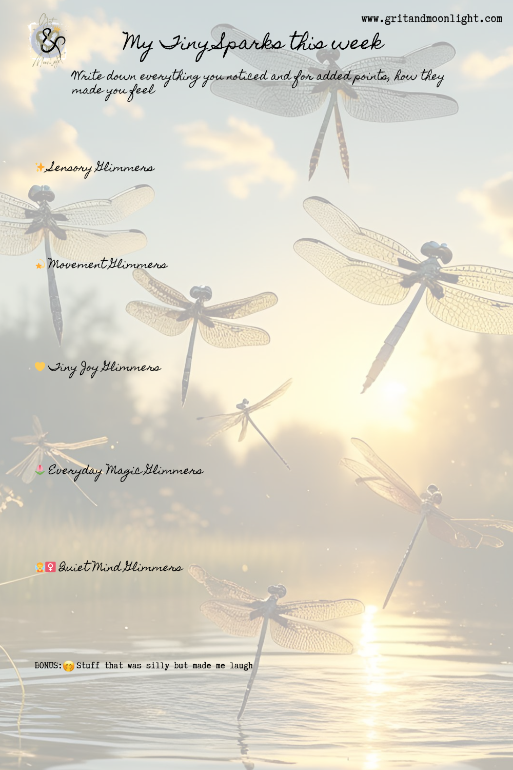 Tiny Sparks for Big Hearts — Glimmers Checklist (Free Printable)