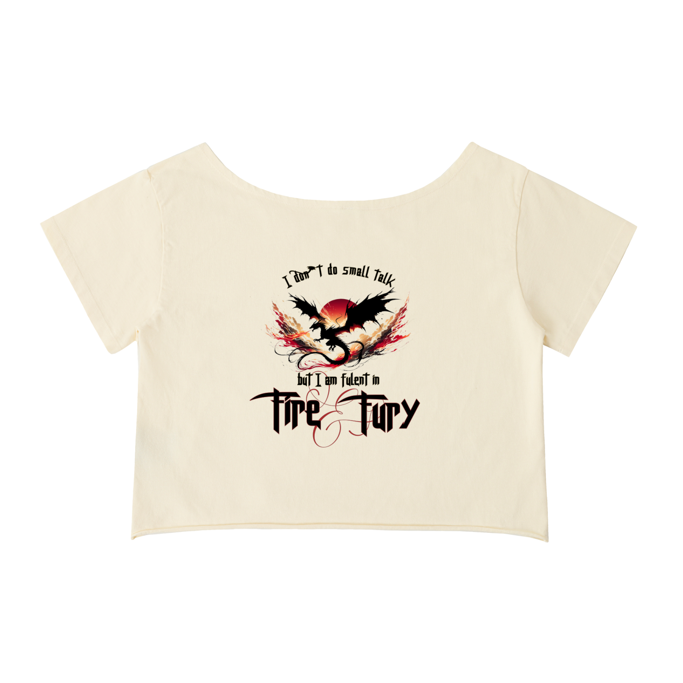 Off-Shoulder Rolled Hem Cotton T-Shirt