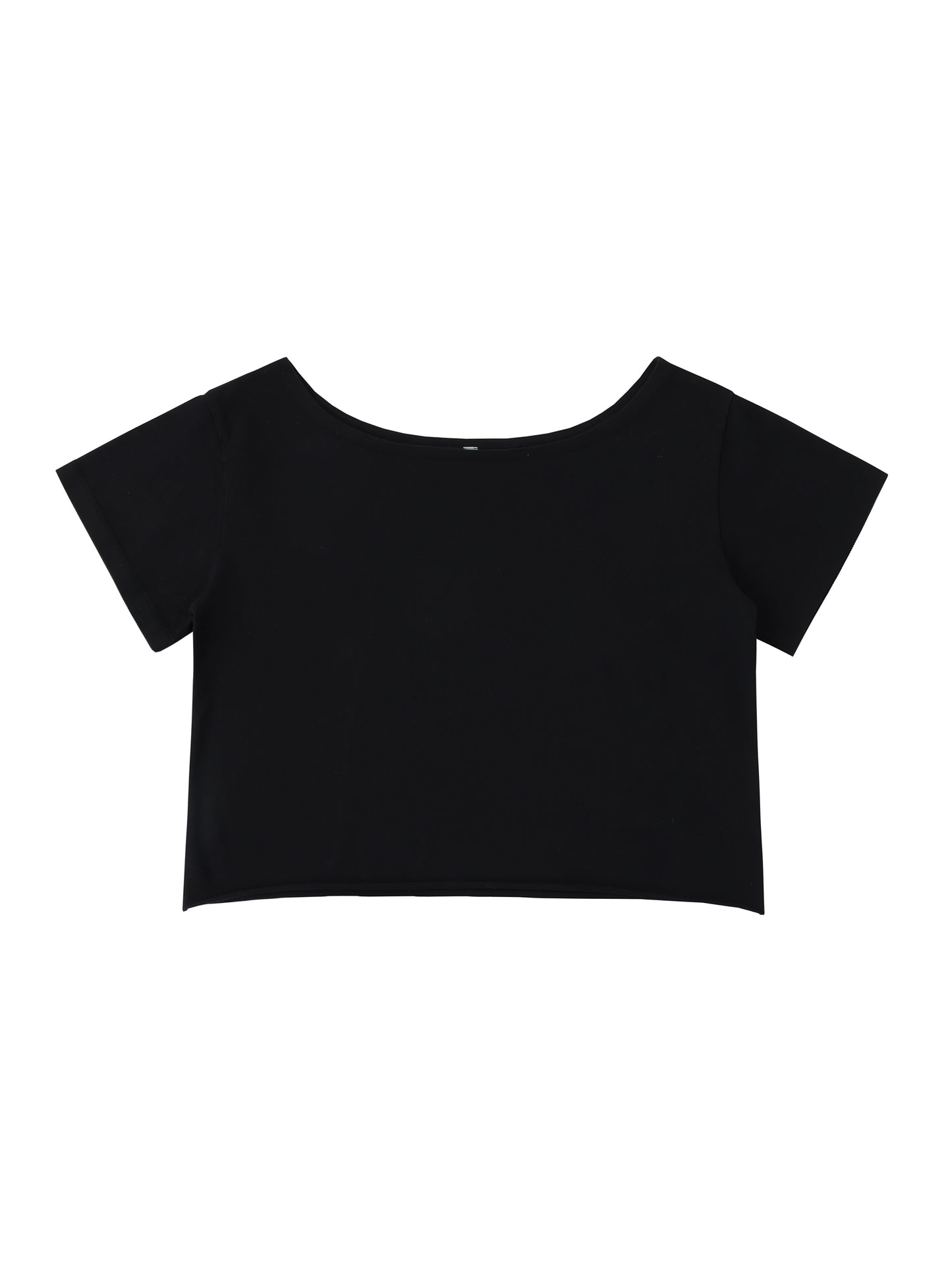 Off-Shoulder Rolled Hem Cotton T-Shirt