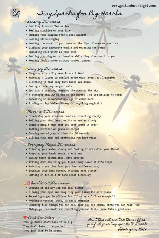 Tiny Sparks for Big Hearts — Glimmers Checklist (Free Printable)